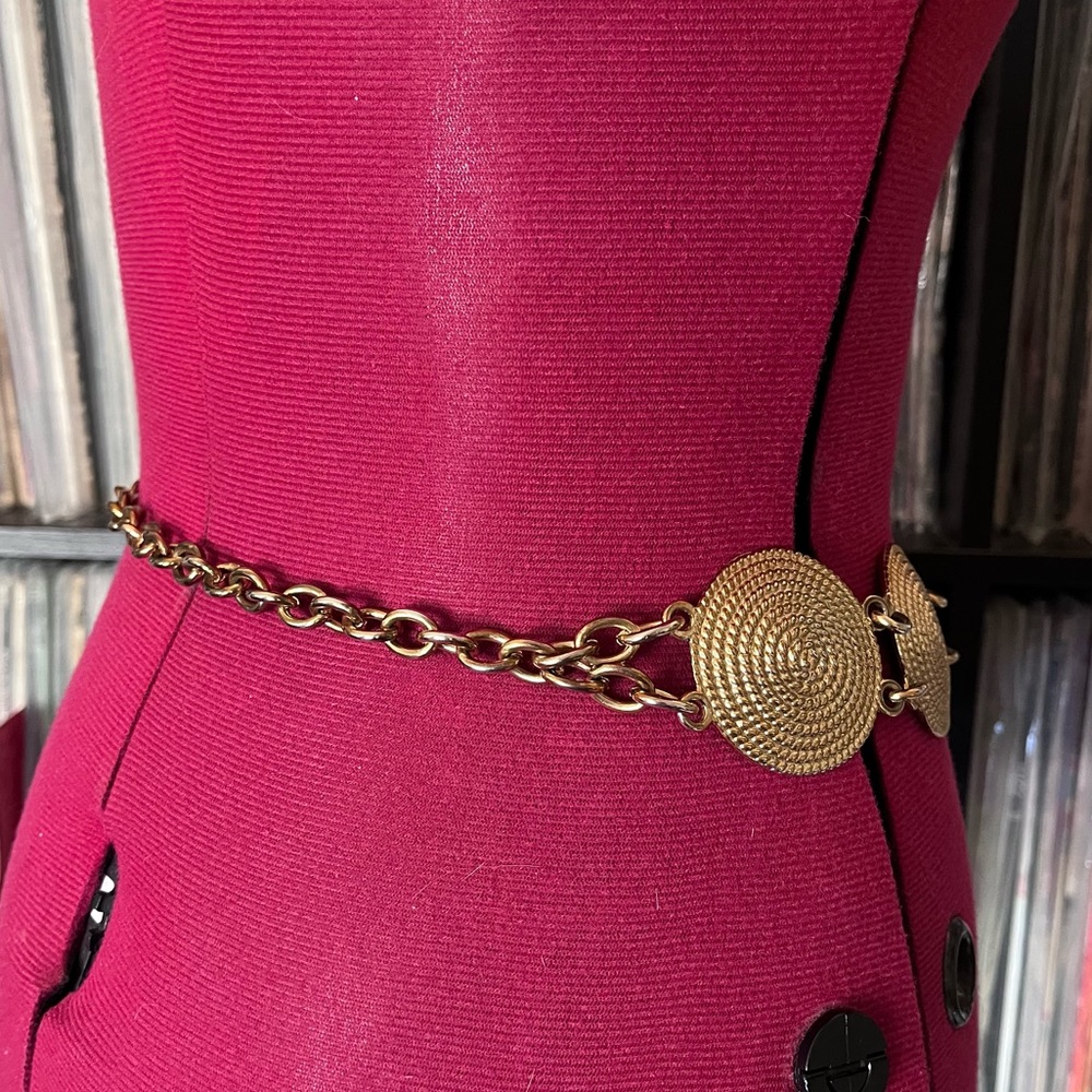 gold medallion chain belt glam chic festive 80s 90s - Picture 3 of 7